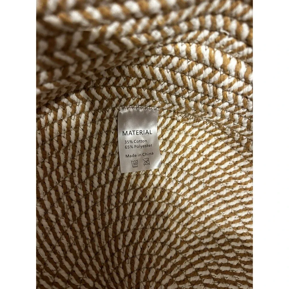 Woven Laundry Storage Basket ROKR Brand New With Handles Two Tone Tan And Cream
